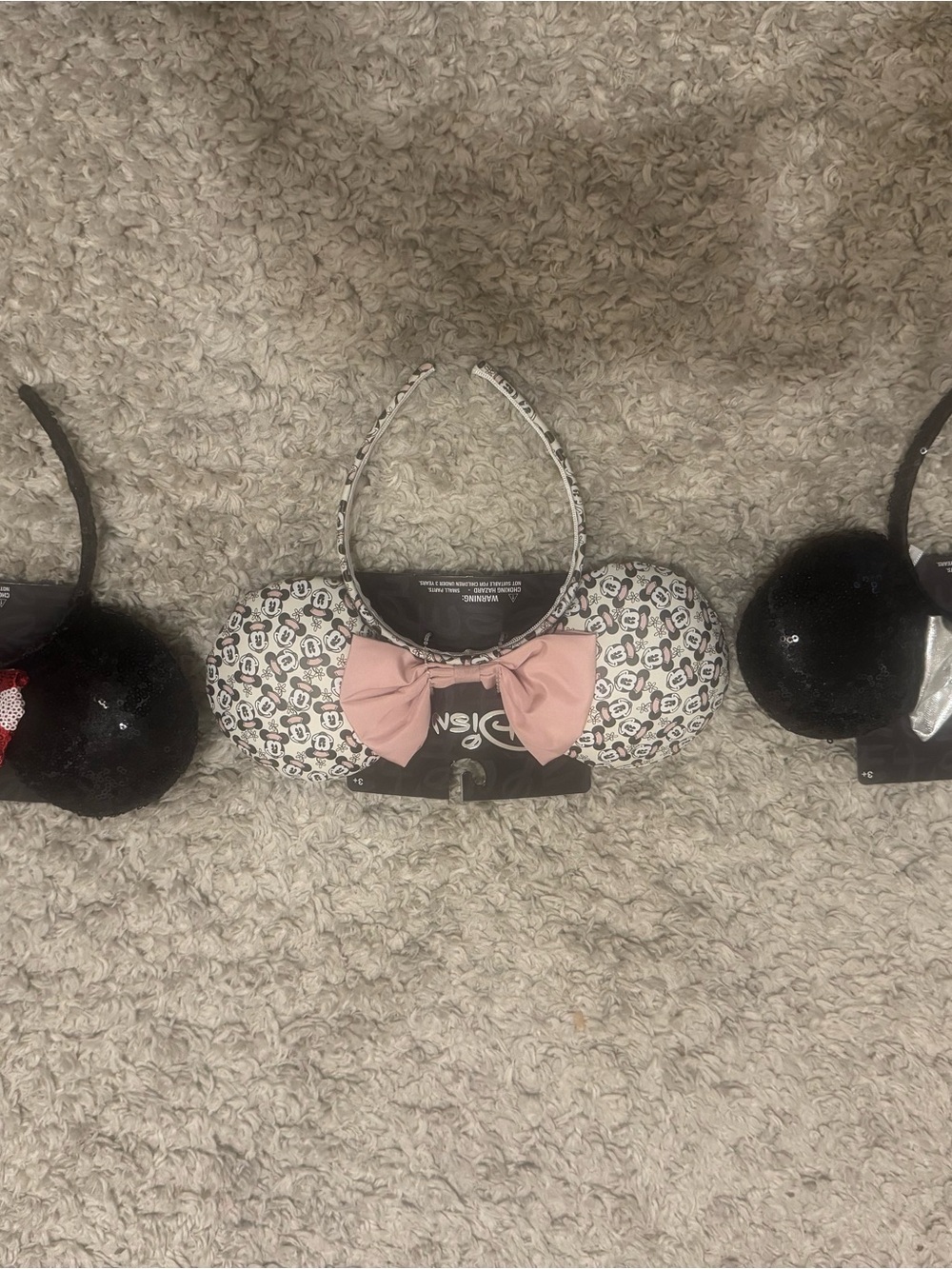 Disney Pink Bow Minnie Ears Headband with Patterned Ears